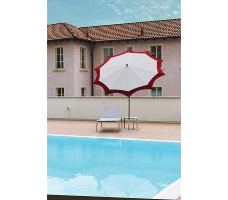 Maffei Star parasol i dralon og stål Ø250 cm - Hvid/Vinrød
