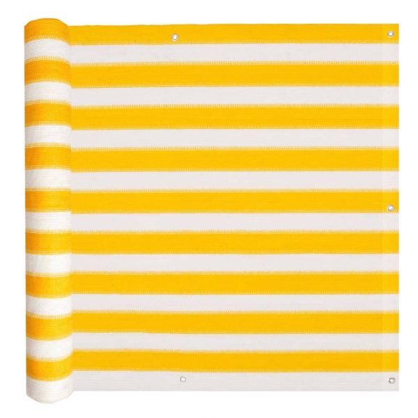 Balkonafskærmning HDPE 75 x 600 cm gul og hvid