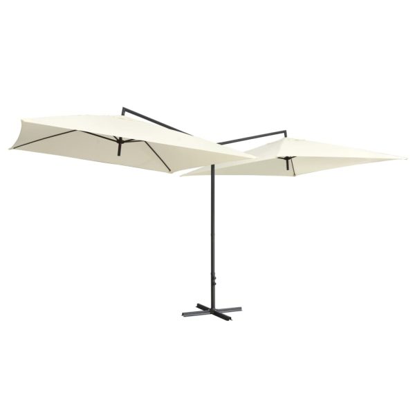 Dobbelt parasol med stålstang 250x250 cm sandfarvet