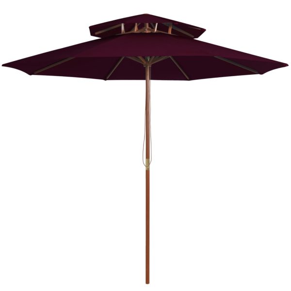 Dobbelt parasol med træstang 270 cm bordeaux