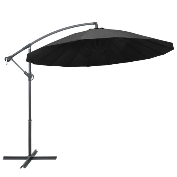 Hængende parasol 3 m aluminiumsstang antracitgrå