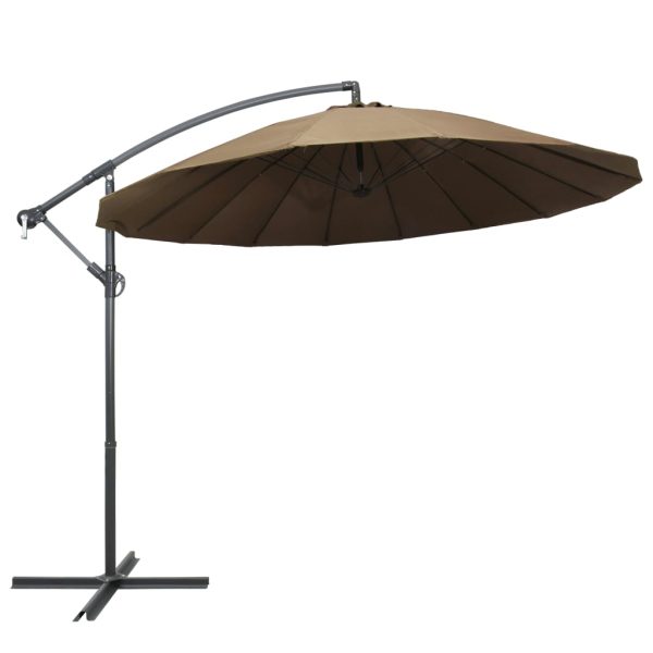 Hængende parasol 3 m aluminiumsstang gråbrun