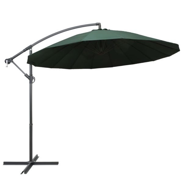 Hængende parasol 3 m aluminiumsstang grøn