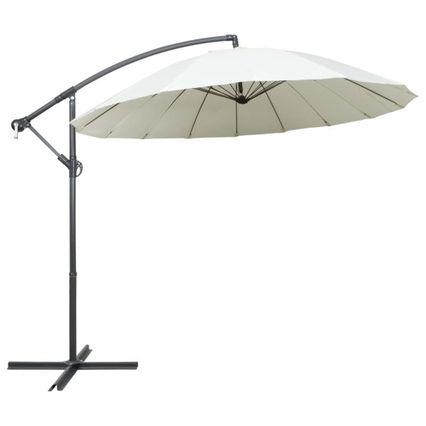 Hængende parasol 3 m aluminiumsstang hvid