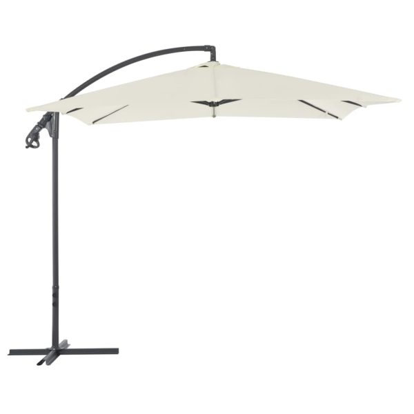 Hængeparasol med stålstang 250 x 250 cm sandfarvet
