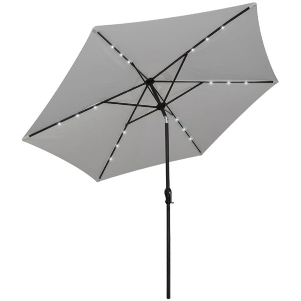 LED-hængeparasol 3 m sandhvid