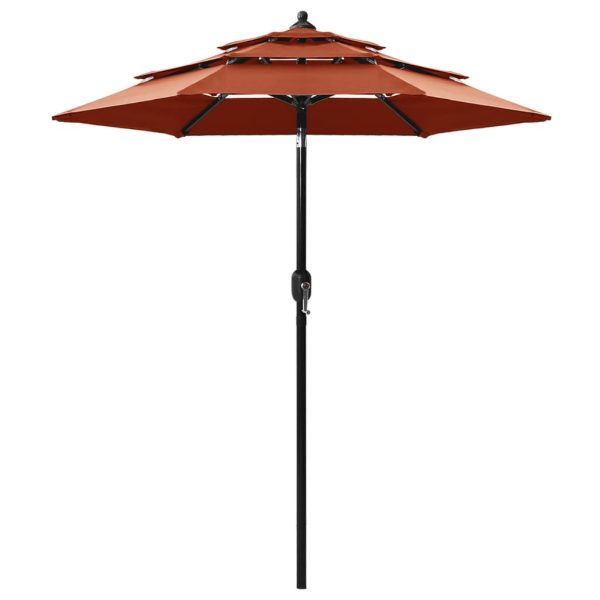 Parasol med aluminiumsstang i 3 niveauer 2 m terrakotta