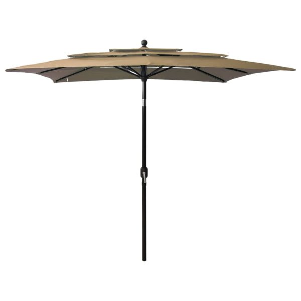 Parasol med aluminiumsstang i 3 niveauer 2,5x2,5 m gråbrun