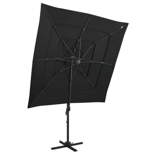 Parasol med aluminiumsstang i 4 niveauer 250x250 cm sort