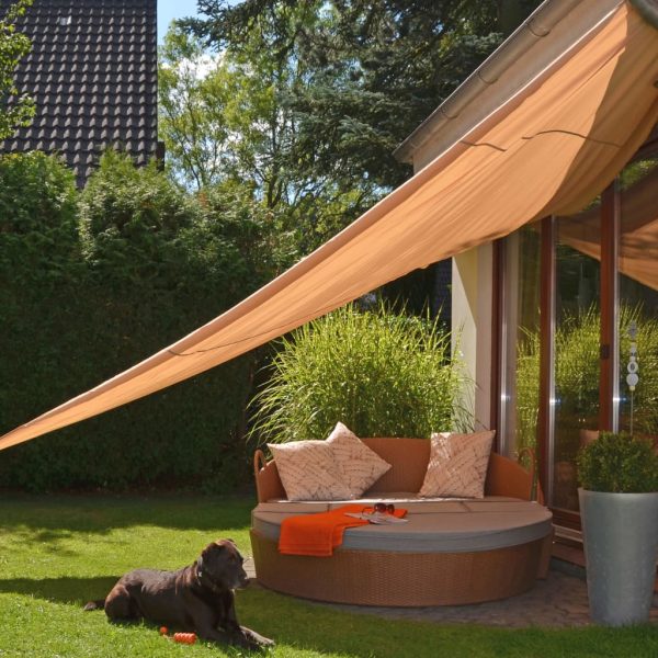 Solsejl trekantet 5 x 5 x 5 m beige