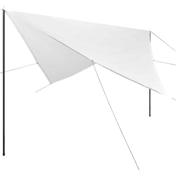 Solsejl/tarp med stænger HDPE firkantet 4 x 4 m hvid