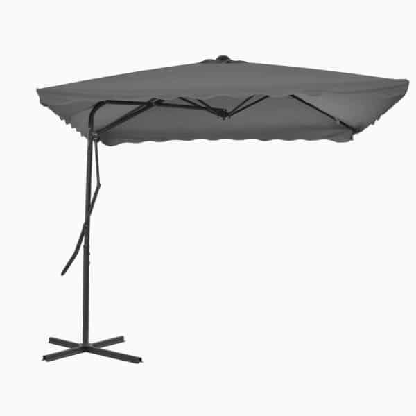 Udendørs parasol med stålstang 250 x 250 cm antracitgrå
