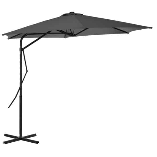 Udendørs parasol med stålstang 300 cm antracitgrå
