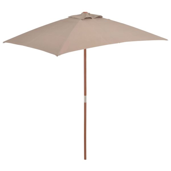 Udendørs parasol med træstang 150 x 200 cm gråbrun