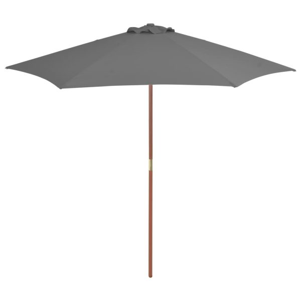 Udendørs parasol med træstang 270 cm antracitgrå
