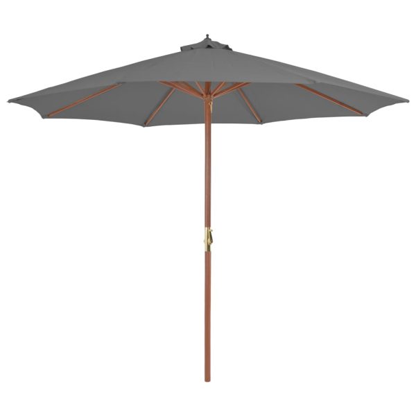 Udendørs parasol med træstang 300 cm antracitgrå