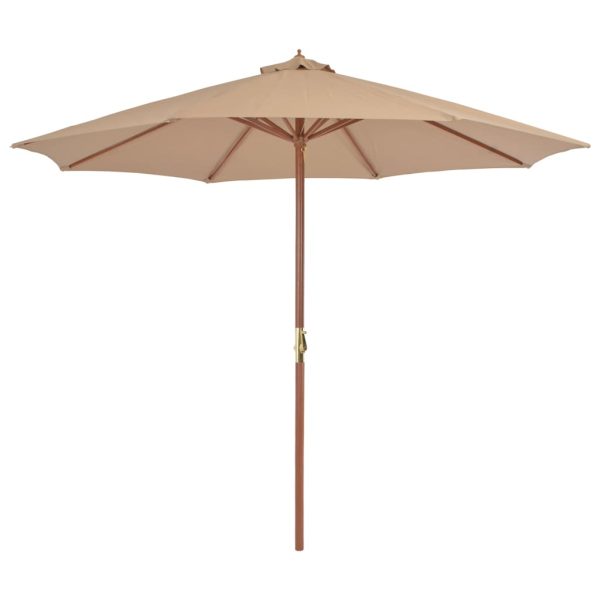 Udendørs parasol med træstang 300 cm gråbrun