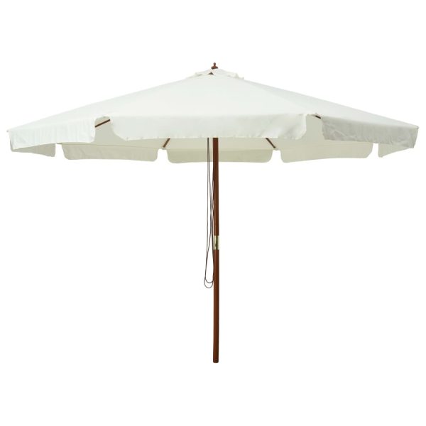 Udendørs parasol med træstang 330 cm sandhvid