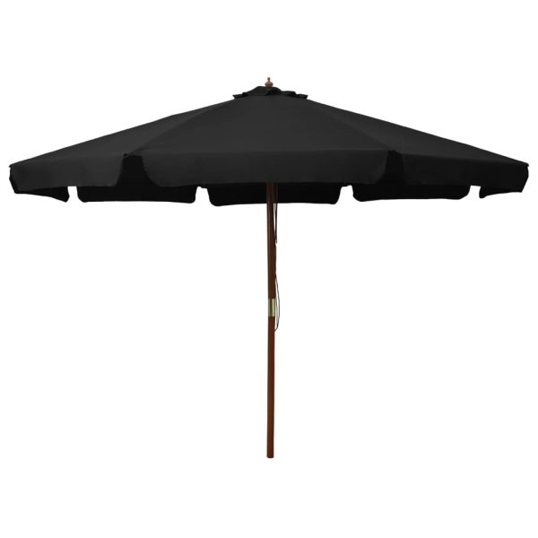 Udendørs parasol med træstang 330 cm sort