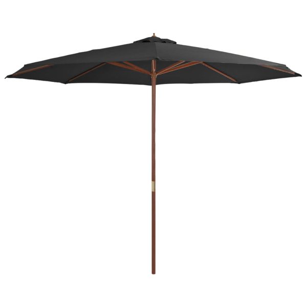 Udendørs parasol med træstang 350 cm antracitgrå
