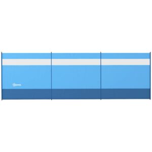 Læhegn med vindue og bæretaske, stålstænger, 440x140cm, blå