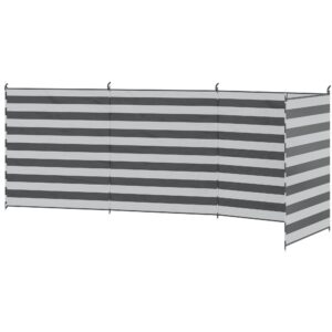 Vindskærm Camping Privacy Screen med 4 stålstænger Bæretaske Strandbeskyttelse til Camping Have Strand 540 x 150 cm Grå+Hvid