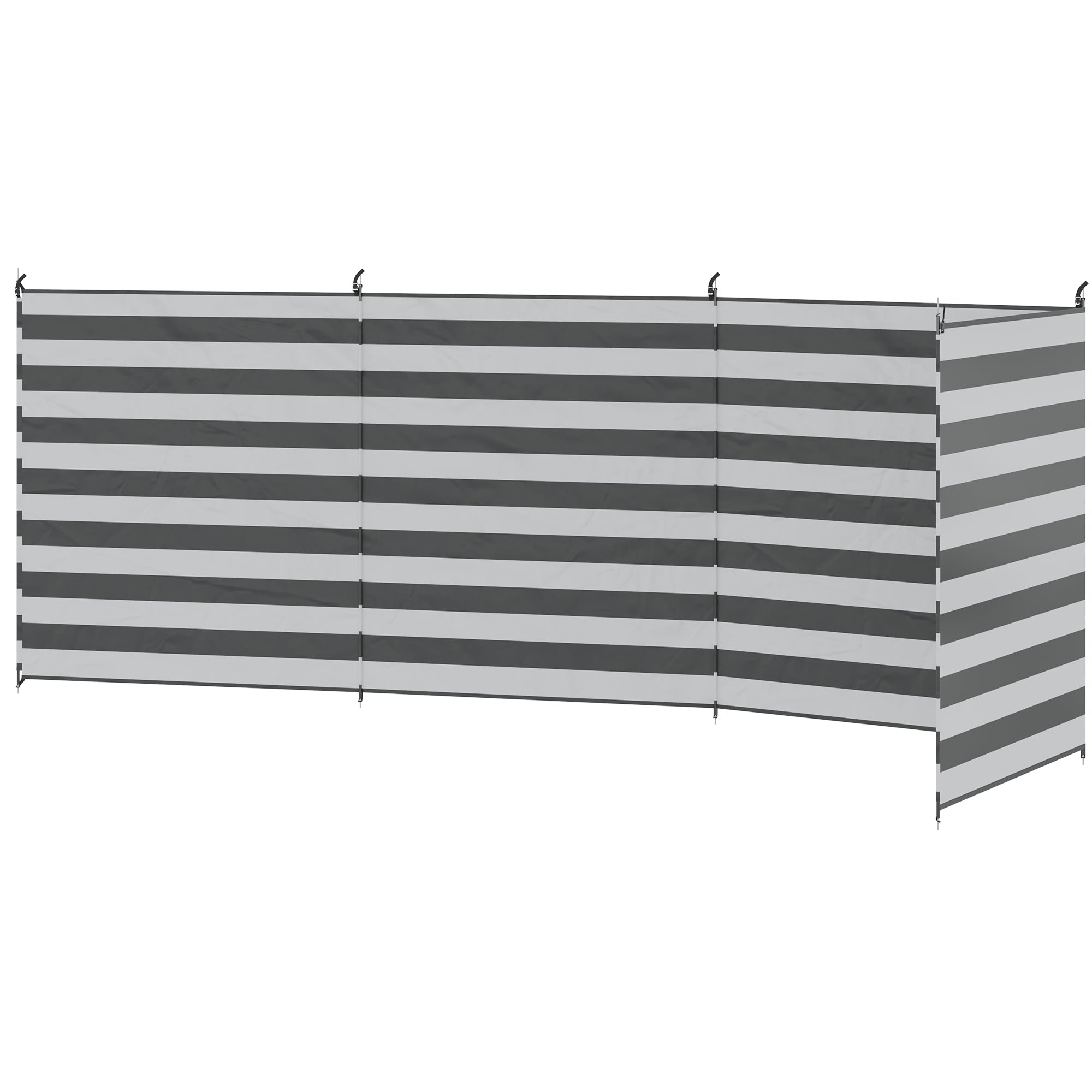 Vindskærm Camping Privacy Screen med 4 stålstænger Bæretaske Strandbeskyttelse til Camping Have Strand 540 x 150 cm Grå+Hvid