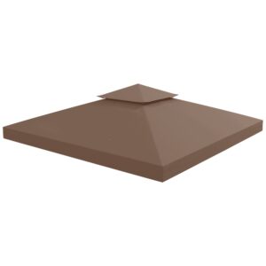 Udskiftningstag til pavilloner, med læhegn, vandafledning, robust og holdbar, farve: kaffe, 3 x 3 m